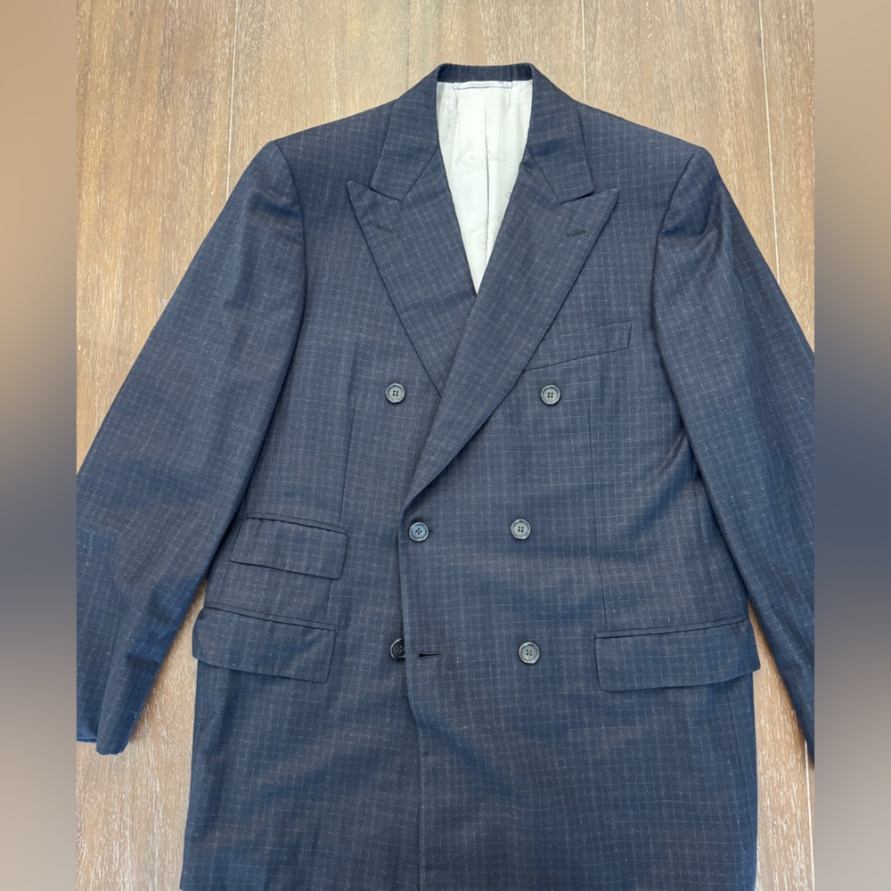 Brioni Navy Double Breasted Wool Suit EU50 US40R with bag and hanger - Picture 4 of 16